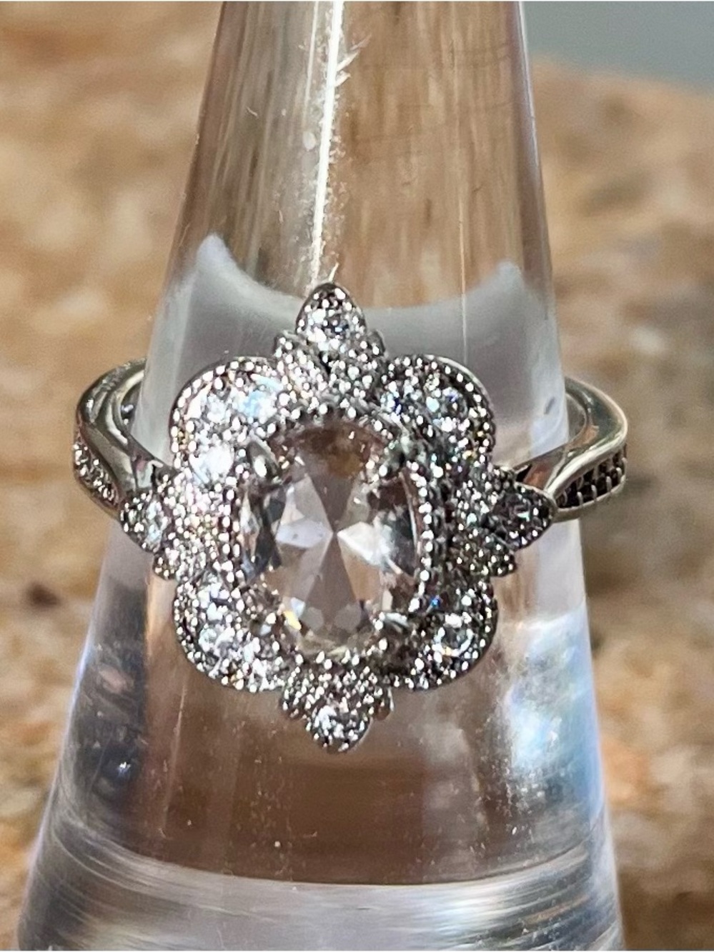 Bomb Party Unicorn Alert RBP2203 Morganite Wanderlust Floral Halo Sz 7 Ring HTF